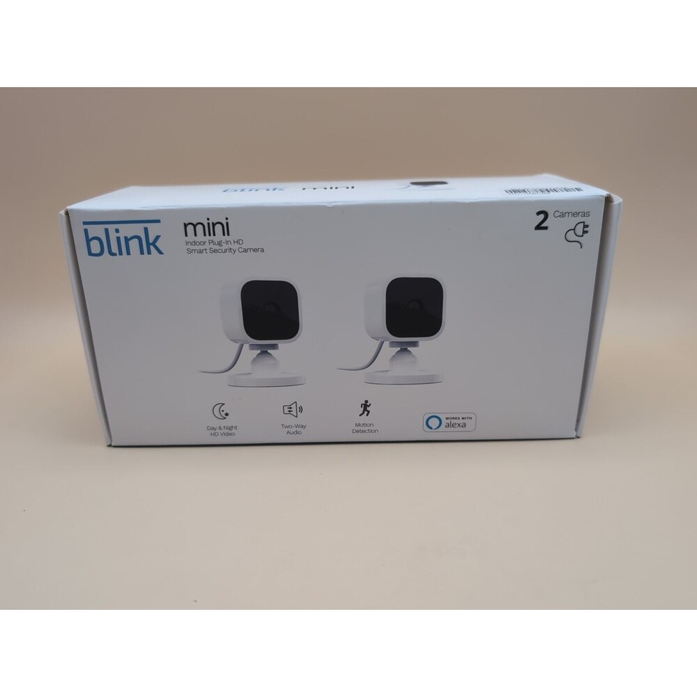 Blink Mini Indoor Plug-In HD Smart Security Camera w Motion Detection (2-Pack )